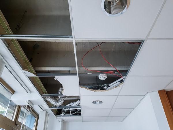 Ceiling grid and panel replacement in a NC commercial space